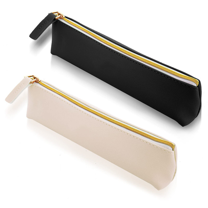 cobee Leather Pen Pencil Case 2 Pieces Cute Pencil Pouch Small Pen Bag Aesthetic Stationery Bag Lovely Zipper Pouch Port