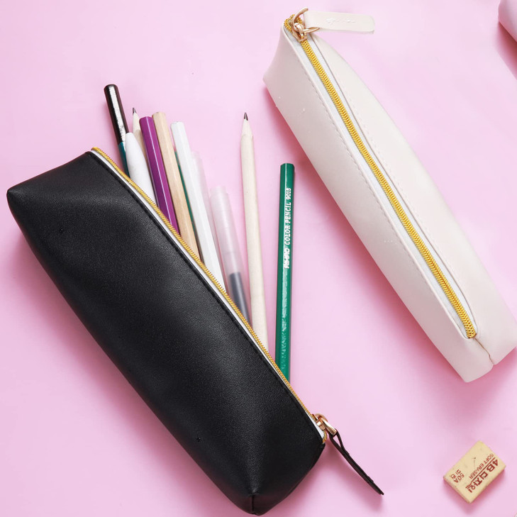 cobee Leather Pen Pencil Case 2 Pieces Cute Pencil Pouch Small Pen Bag Aesthetic Stationery Bag Lovely Zipper Pouch Port