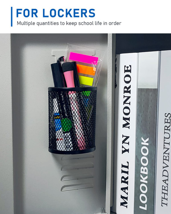 QYH Magnetic Pen Holder 4 Pack Pencil Locker Organizer Accessories for School and Office Black