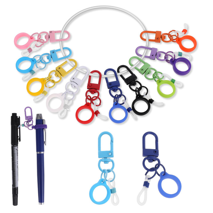Silicon 10pc Coloured Pen Clip Set with Lobster Clasp Pen Converter Retractable Holder for Nurses Badge Reel Accessory P