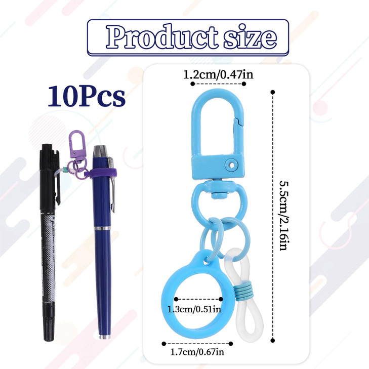 Silicon 10pc Coloured Pen Clip Set with Lobster Clasp Pen Converter Retractable Holder for Nurses Badge Reel Accessory P