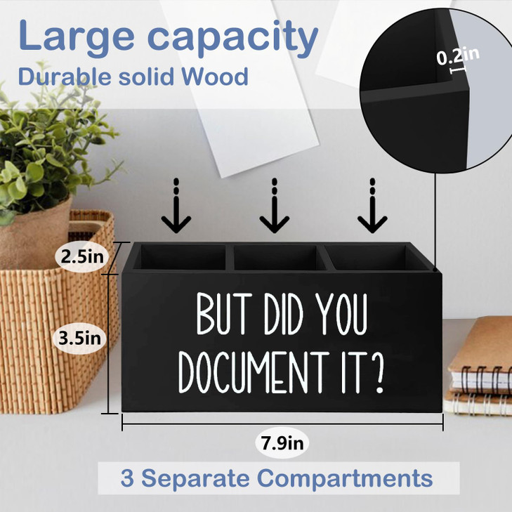 SNNDER But Did You Document It Pen Holder for Desk Human Resources Hr Office Decor Wooden Pen Pencil Holder Organizer fo