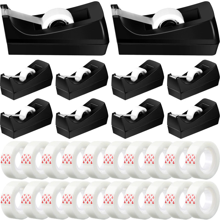 Yahenda 10 Pack Desktop Tape Dispenser Non Skid Base with 07 x 985 Inches Invisible Tape Refills Bulk Weighted Roll Disp