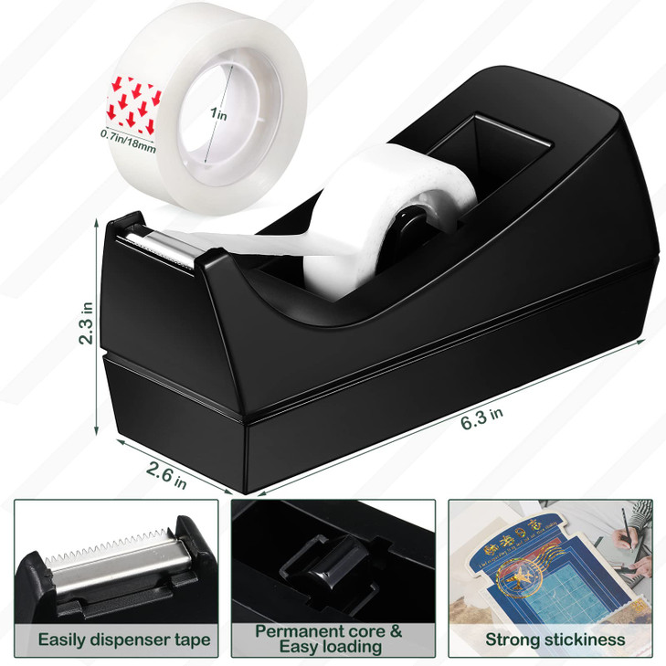 Yahenda 10 Pack Desktop Tape Dispenser Non Skid Base with 07 x 985 Inches Invisible Tape Refills Bulk Weighted Roll Disp