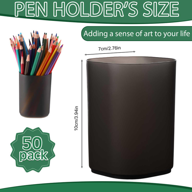 Sherr 50 Pack Black Pen Holders for Desk Pen Cups Bulk Pencil Organizer Makeup Brush Holder Matte Pencil Cups Ins Style