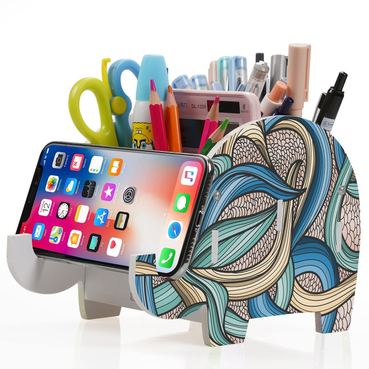 MOKANI Pen Pencil Holder for Desk Cute Elephant Gifts Desk Organizer Marker Makeup Brush Holders Workspace Organizers Of