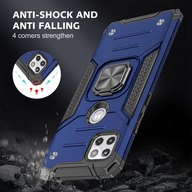 for Motorola One 5G ACE Case with Screen Protector : Military Grade 360° Rotatable Kickstand Shockproof Protective Cases for - Motorola One 5G ACE (B