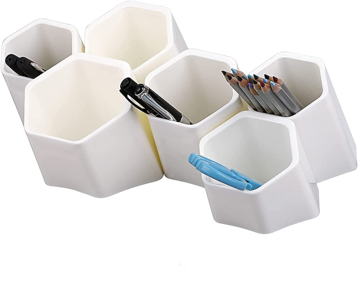 BTSKY Hexagonal Creative Pen Holder Pen Container Brush Pot Combination Desktop Storage Organizer Creative Hanging Plant