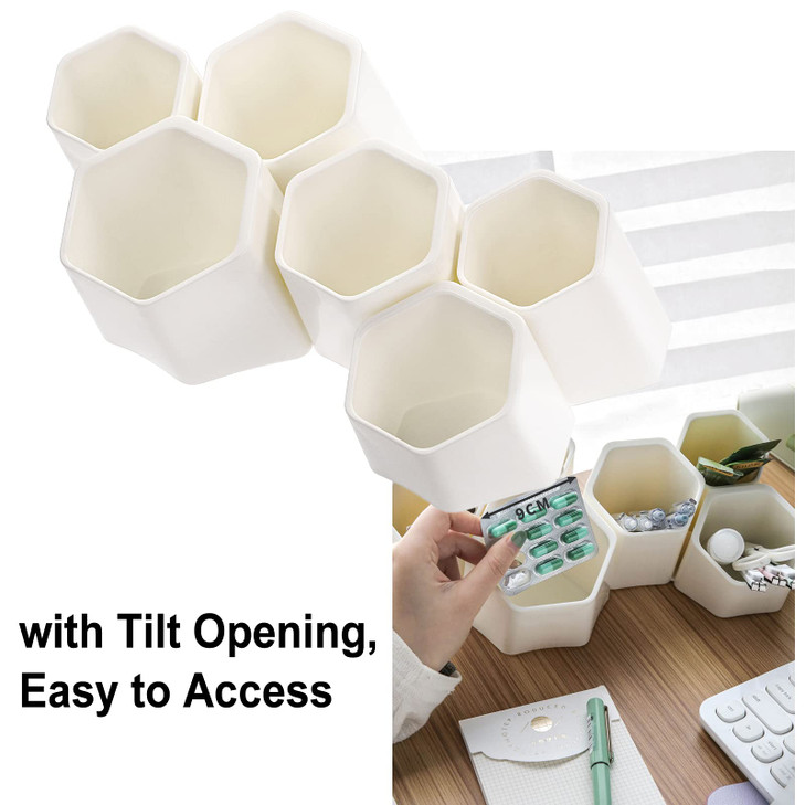 BTSKY Hexagonal Creative Pen Holder Pen Container Brush Pot Combination Desktop Storage Organizer Creative Hanging Plant