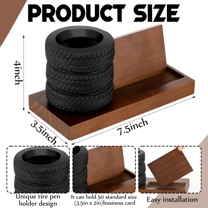 Sherr Tire Shape Stationery Set Car Salesman Gift Tire Stack Pen Holder Business Card Holder Car Salesman Desk Accessori