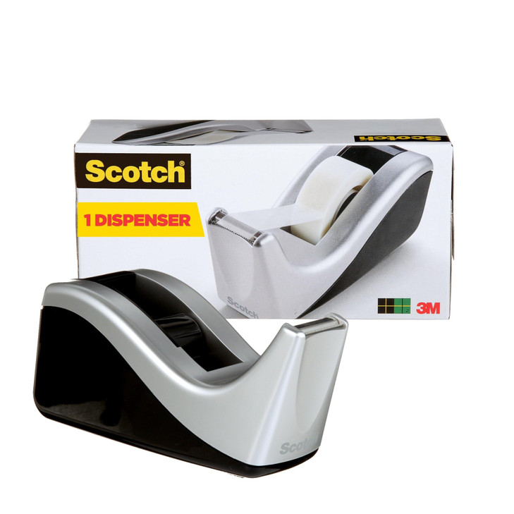 Scotch Desktop Tape Dispenser Silvertech TwoTone C60ST