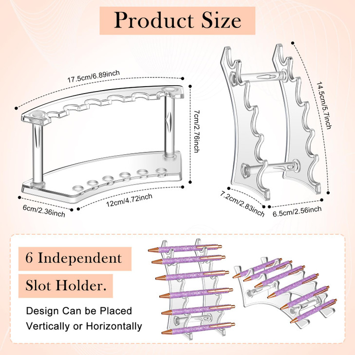 Lincia 10 Pack Pen Display Stand 6 Slots Plastic Pen Holder Display Eyebrow Makeup Brush Rack Organizer for School Offic