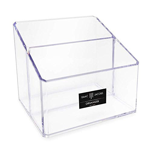 Isaac Jacobs Clear Acrylic 2Section Organizer Remote Holder MultiFunctional Makeup Brush Pen Pencil Storage Solution for