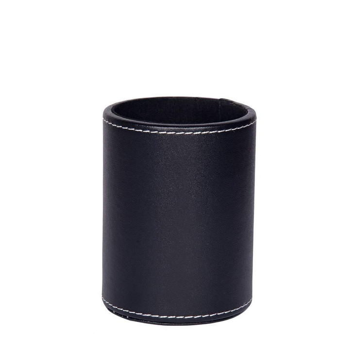 esowemsn 1PC Black PU Leather Round Pencil Pen Cup Holder Stand Desk Organizer Desktop Stationery Container Accessorires
