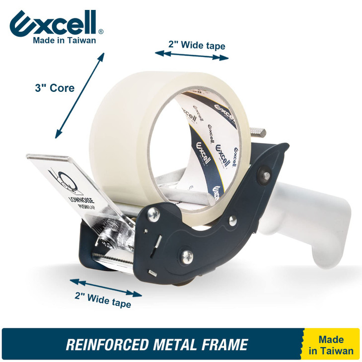 Excell RTS82891 Low Noise Tape Dispenser 2 Wide 3 Core with Pushflap Technology Static Cling Strip for Quiet Smooth Cart