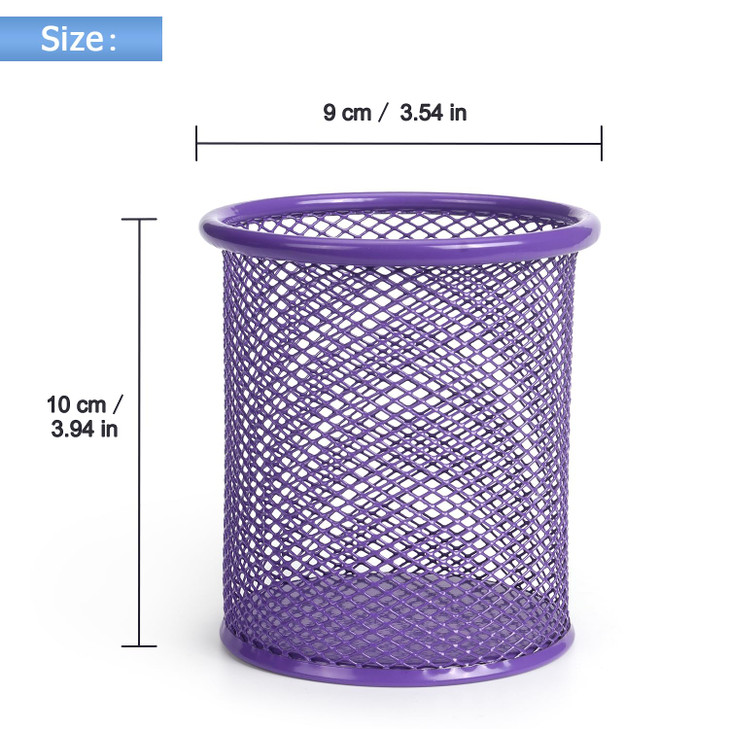 Tamaki Pen Holder Cup for Desk Desk Organizer Wire Mesh Pencil Cup Holder for Desk Office Pen Organizer Purple