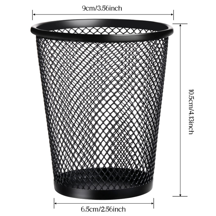 Leelosp 24 Pcs Pen Holder Mesh Pen Cup Bulk Metal Pencil Cup Holder for Desk Black Organizer Round Office Classroom for