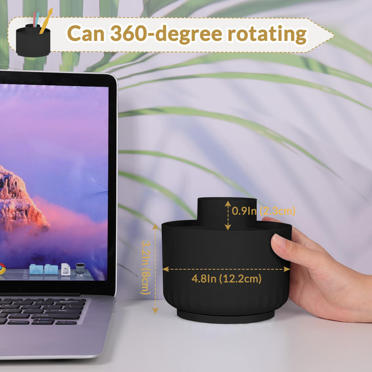 SKYDUE 360 Degree Rotating Pencil Pen Holder for Desk DualPurpose Desk Organizer Rotating Pencil Cup with 5 Slots Office