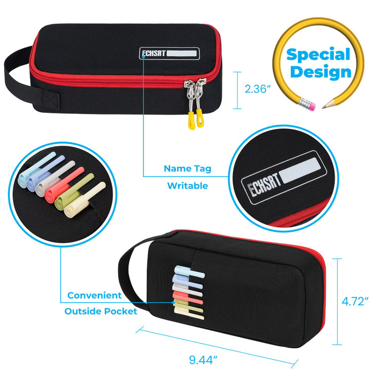 ECHSRT Big Pencil Case Aesthetic Portable Zipper Pencil Bag with Hidden Pocket Special Pouch for Men Women Adults Statio