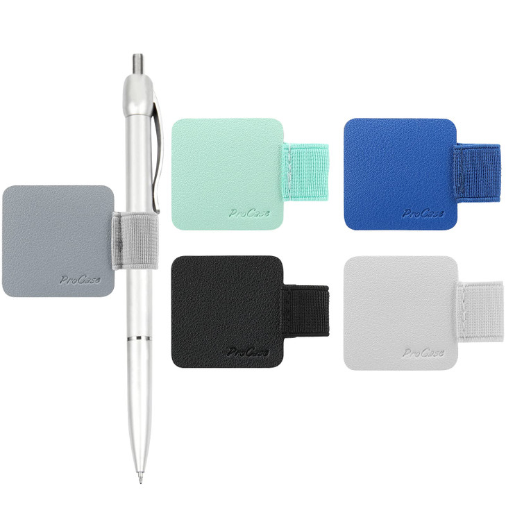 ProCase 5 Pack Pen Loop Holder for Notebooks Journals Planners Tablet Case Self Adhesive Leather Pencil Holder with Elas