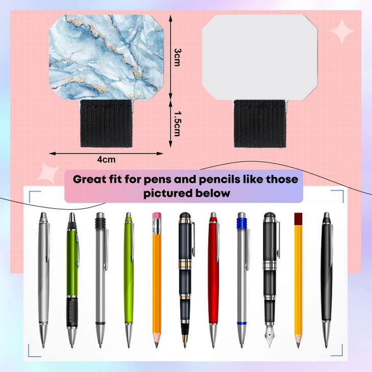 Woanger 16 Pack Pen Loop Holder for Notebook Self Adhesive Elastic Band Pen Holder Leather Pencil Stylus Attachment for