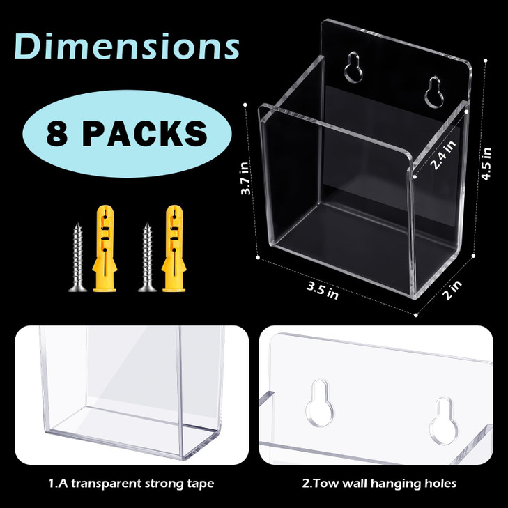 Chivertion 8 Pcs Acrylic Wall Mounted Marker Holder Acrylic Pen Holder Adhesive Glass Whiteboard Dry Erase Marker Organi