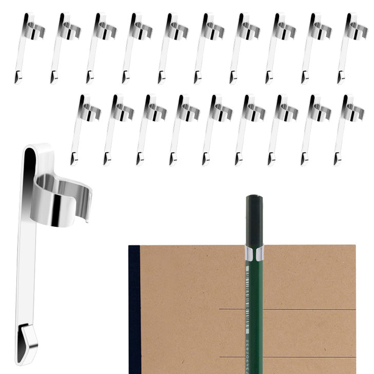 20 Pieces Metal Pen Clips Pencil Holder Clip Snap in Pencil Clips Slide on Pencil Holder Portable Pen Holder Clips for S