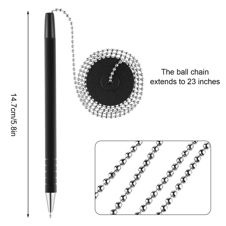 Outus Secure Pen with Adhesive Chain and Security Pen Holder for Home Office Supplies Black Ink 20 Pieces