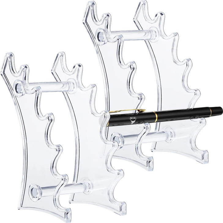 Jetec 2 Pieces Plastic Pen Holder Stand 6Slots Pencil Display Makeup Brush Rack Organizer Vertical Pencil Show Tool Rack