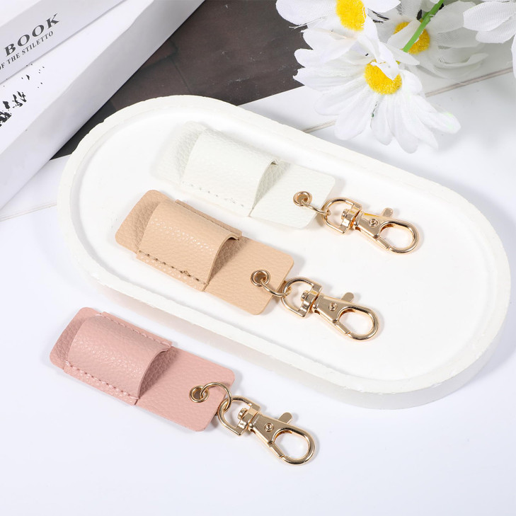3 Pcs Pen Holder for Lanyard AntiLost Neck Lanyard Pen Holder Keychain PU Leather Retractable Pencils Clip Portable Sing