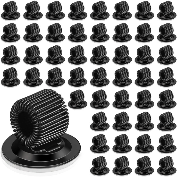 Colarr 50 Pcs Pen Holder Clips for Clipboard Manganese Steel Pen Holder Adjustable Self Adhesive Spring Loop Pencil Orga
