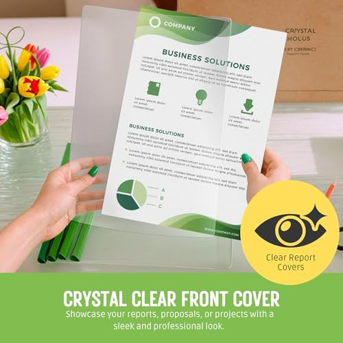 Performore Report Covers with Sliding Bar 10 Pack Clear Presentation Folders for Resume Documents A4Letter Size Holds 40