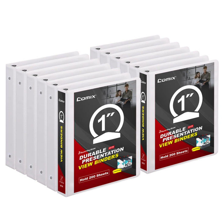 Comix Sturdy 3 Ring Binder 1 inch with Clear View Cover 1 Round Ring View Binder PVCFree 24mmThick 200 Sheets Capacity o