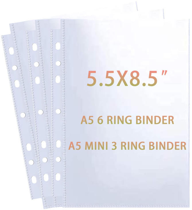 40 Pack 80 Pockets 55x85 Sheet Protector Sleeves for 6 Ring A5 Binder A5 Mini 3 Ring Binder UltraClear Playbill Holder S