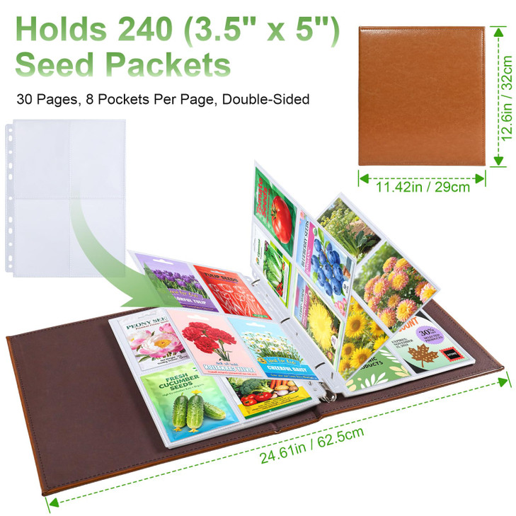240 Pockets 35x5 Seed Packet Sleeves 30 Pack Double Sided 4 Pocket Seed Organizer SheetHeavy Duty Garden Seeds Storage P