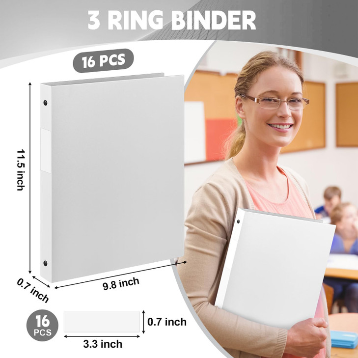 Henoyso 16 Pack 05 Inch 3 Ring Binder Round Ring Bulk 12 Inch Binders Hold 140 Sheets with Pocket Fits Letter Size 85 x