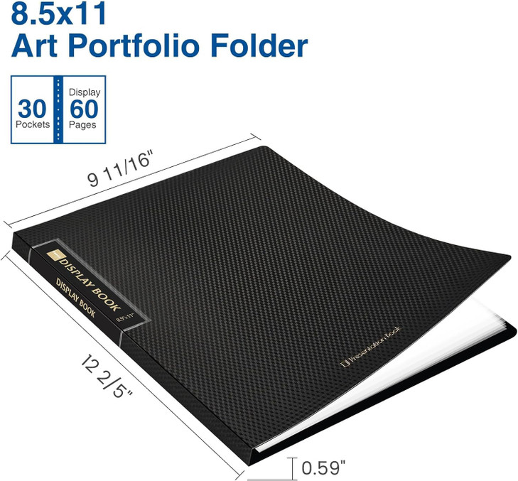 Sooez Binder with Plastic Sleeves 30Pocket Displays 60 Pages 85x11 Presentation Folders with Clear Sheet Protectors Art