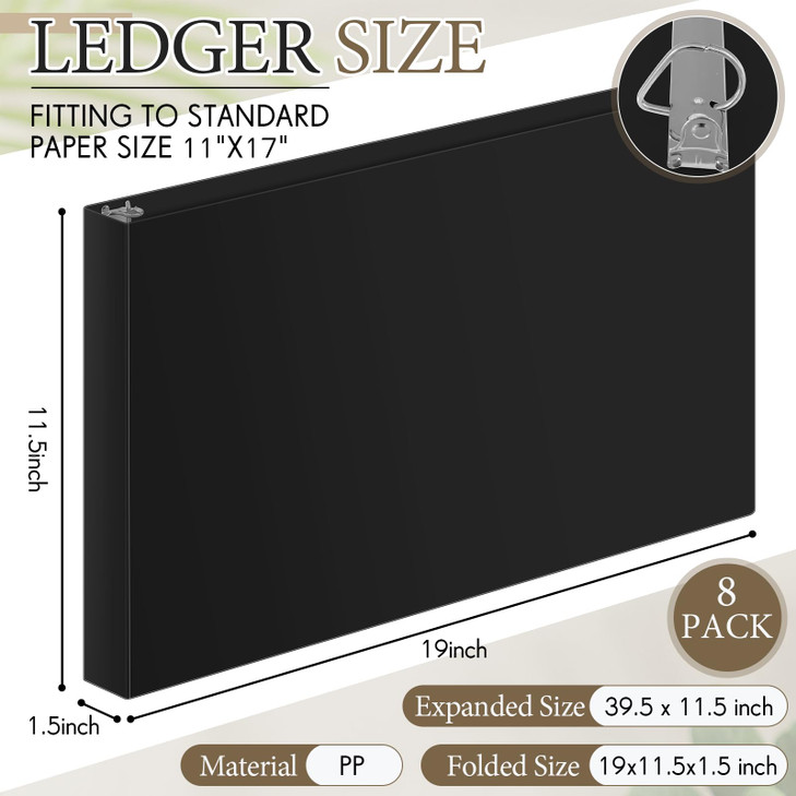 Humyoun 8 Pcs 3 Ring Binders Rings Heavy Duty View D Ring Binders Economy Holds 11 x 17 Paper for Artwork Blueprints Off
