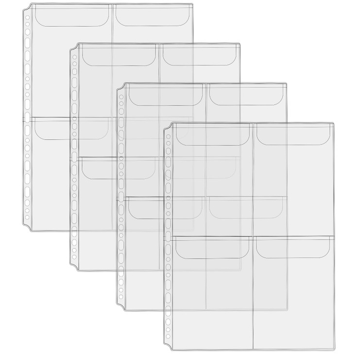4PCS Binder Sleeves with Pockets A4 Binder 4 Pocket Protectors Clear Binders Sleeves Plastic Binders Pockets with Pocket