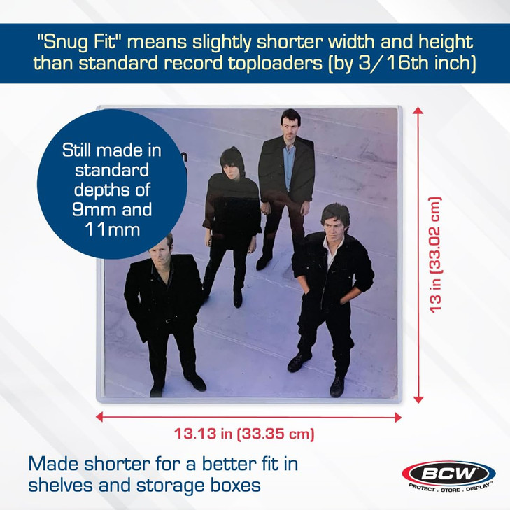 BCW Vinyl Album Topload Holders 5 Pack Snug Fit Protective Cases 9MM Depth Rigid Plastic Vinyl Record Holders