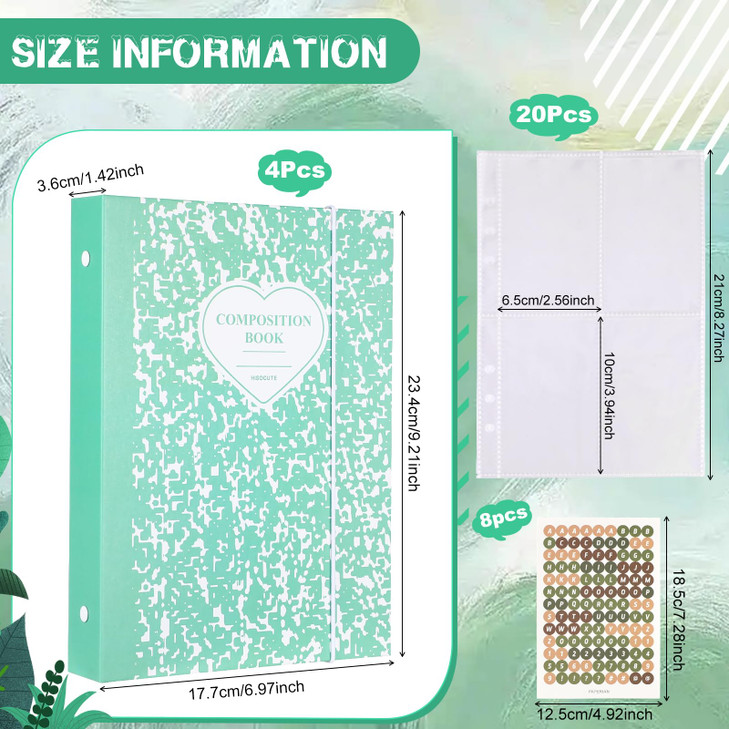 Honoson 4 Pcs A5 Kpop Photocard Binder Album with 20 Pcs 160 Pockets Kpop Photocard Sleeve 6 Ring Inner Refills and Stic