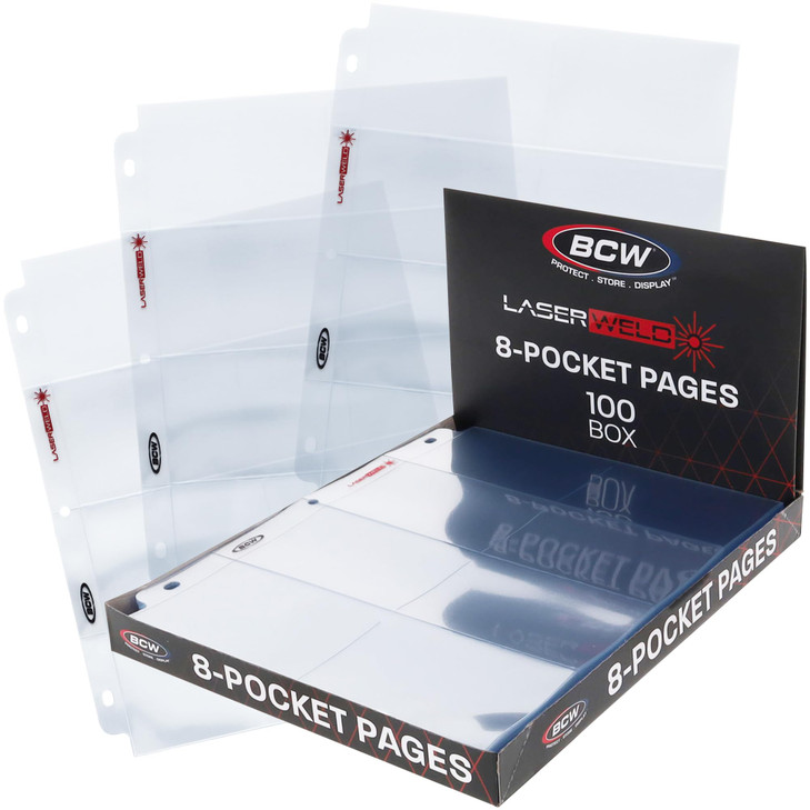 LaserWeld 8Pocket Binder Card Sleeves Card Pages for Binders Card Sheets for Binder Card Sleeve Pages for Vintage Sports