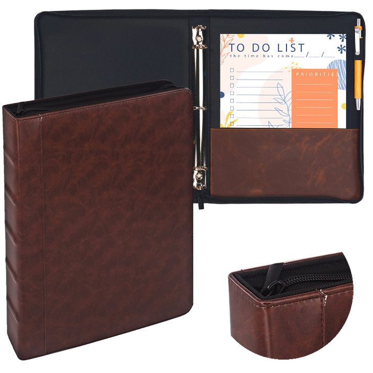 Ring Binder Depot Faulkner Vintage Professional 3 Ring Zipper Binder Organizer 15 Inch Round Rings 85 x 11 Sheet Size 2