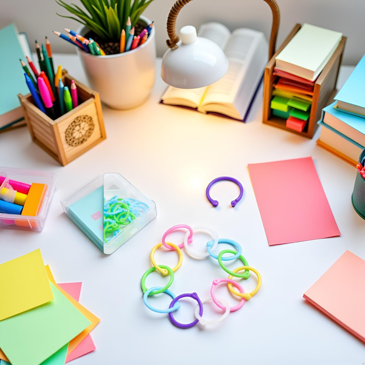 30pcs Green Blue Loose Leaf Binder Rings Office Book Plastic Key Book for School Home Colored Jump Office Notebook Keych