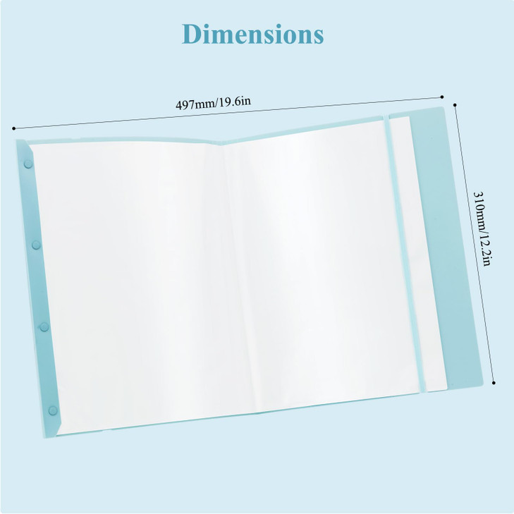 MG A3 Size 30Pocket Binder with Plastic SleevesBluePresentation Display Book196x122 inch Heavy Duty Art Portfolio Folder