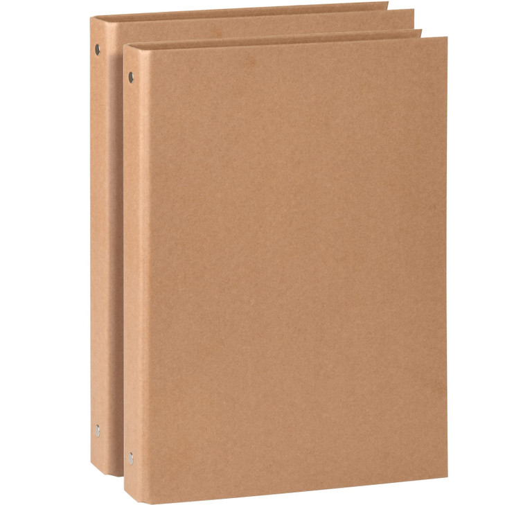 Natural Recycled Kraft Binder 3Holds Round Ring Binder 2 Pack Durable Binding Hard Cover Protector for Journal Notebook