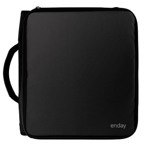Enday 2 Inch Zipper Binder 880 Sheet Capacity 5 Pockets Expanding File Folder with Durable Handle Black
