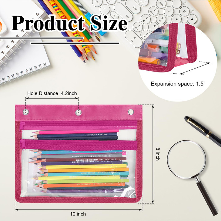 Pencil Pouch for 3 Ring Binder with 15 inch Expandable Large Capacity Double Pockets Zipper Pencil Case Pencil Binder Po