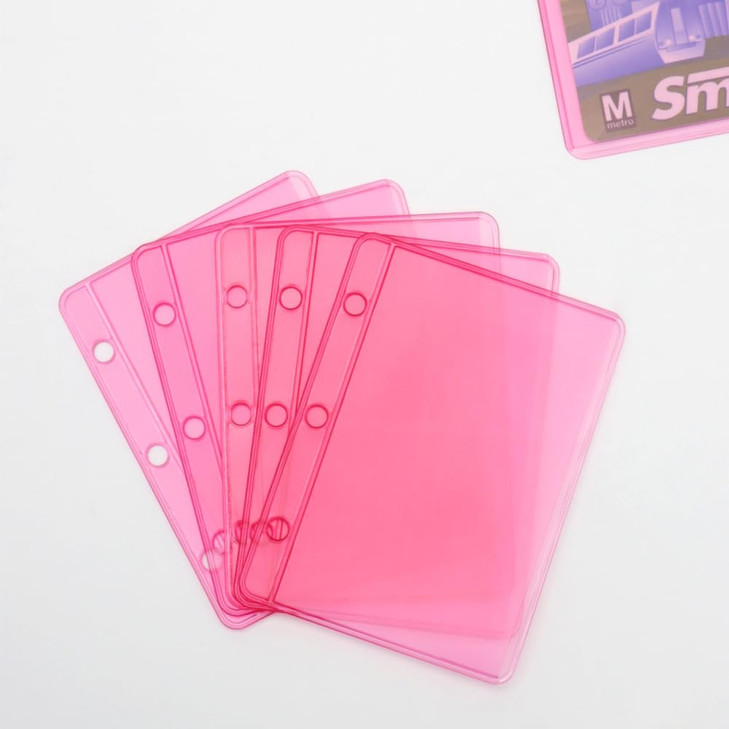 NatSumeBasics 12 Pink Mini Binder Pockets Zipless A9 Cash Budget Envelopes Binder Inserts Sleeves PVC Sheet Protector fo