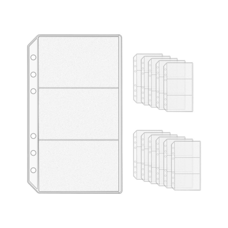 NatSumeBasics 12 A6 Binder Pockets DoubleSided Frosted Cash Stuffing Envelopes 1 Side 35x65 Pocket 1 Side 35x23 3 Pocket